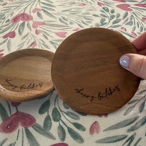 Wooden glass Topper Coaster Set with 'cheers bitches' Script